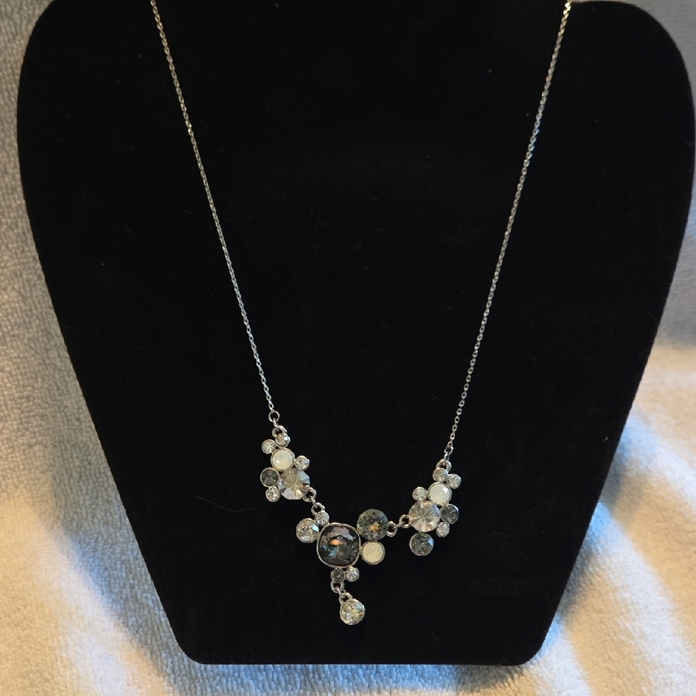20" Elegant Silver Necklace with Crystal Accents